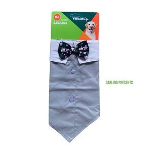 VIBRANT LIFE BOWTIE BANDANA DOG COLOR GRAY SIZE M/L